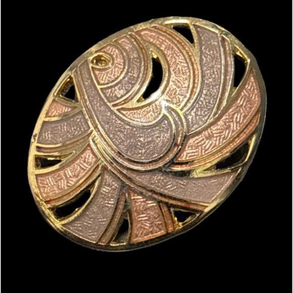 Vintage Cloisonne Enamel Art Deco Inspired Oval Earrings - Picture 5 of 7